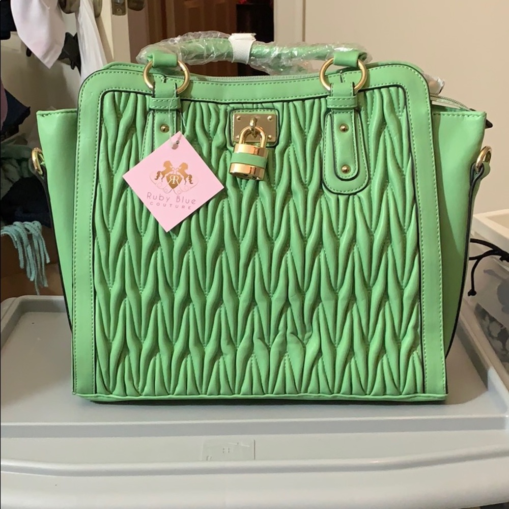 New mint green large tote bag